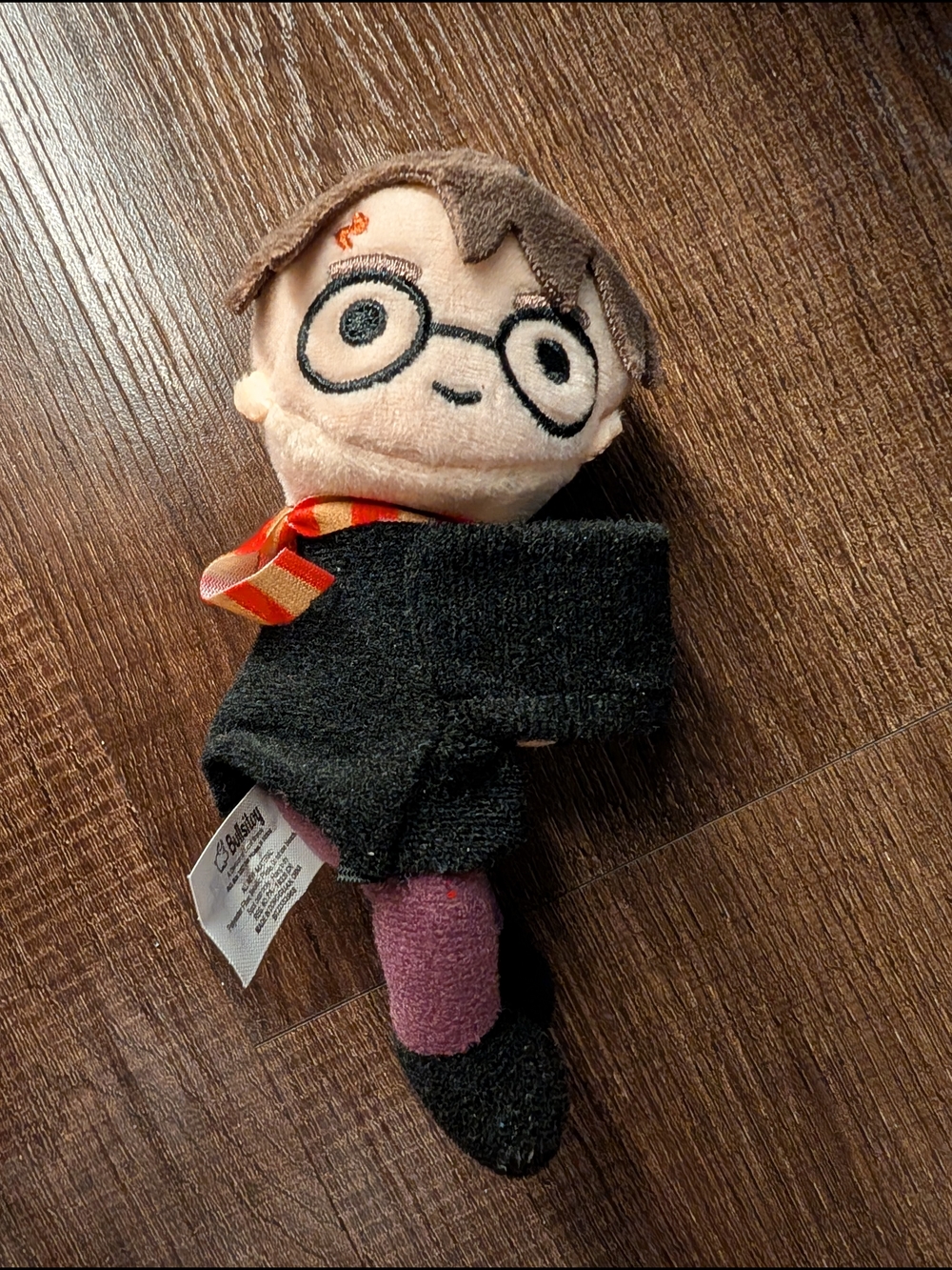 Build-A-Bear Wizard Plush with Black Robe and Red-Orange Striped Scarf